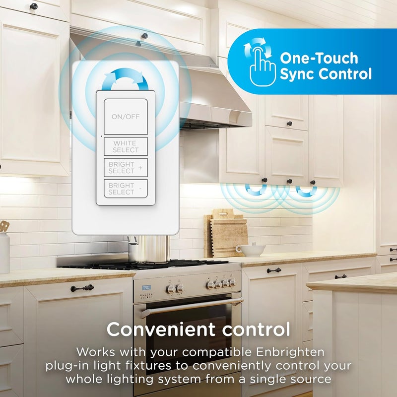 Enbrighten One-Touch Sync Remote Control, Add-on Light Switch for Under Cabinet Lights, Wireless Remote, ON/Off, Dimmable, Color Select Soft White to Bright Daylight, Cabinet Lighting Remote, 81795 - Image 5